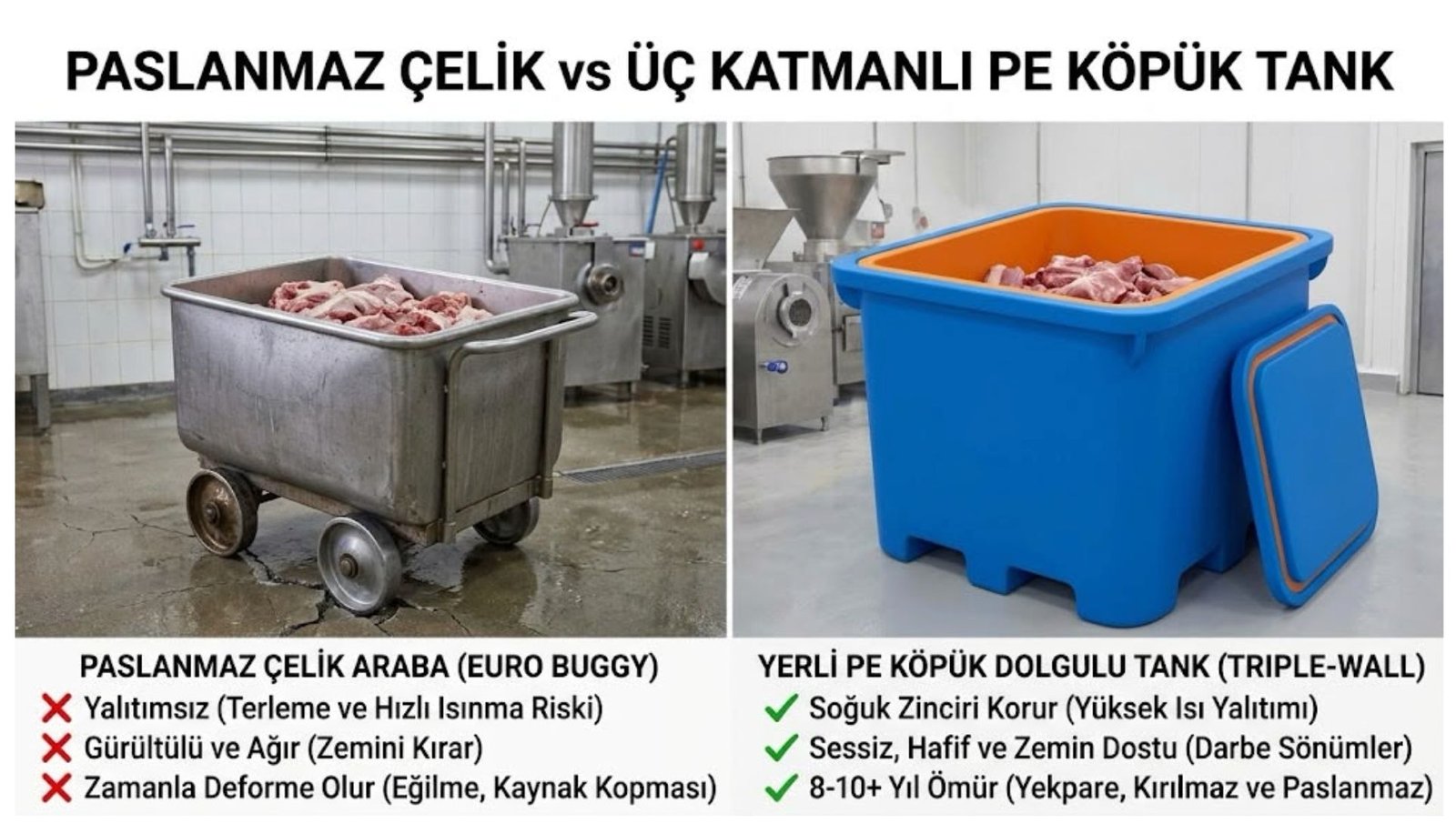 Paslanmaz Çelik vs Üç Katmanlı PE Köpük Tank